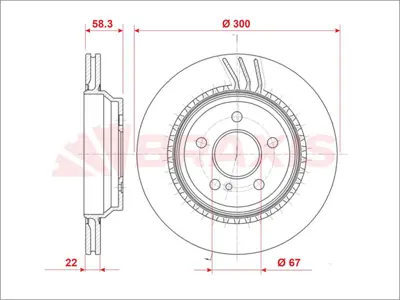 BRAXIS AE0952 Fren Dıskı Arka S-Class W221 05>13 Sl-Class R230 01>12 2304230412, 2214231212, A2304230412, A2214231212, 221423121207, A221423121207, 7701202444, 7701203452