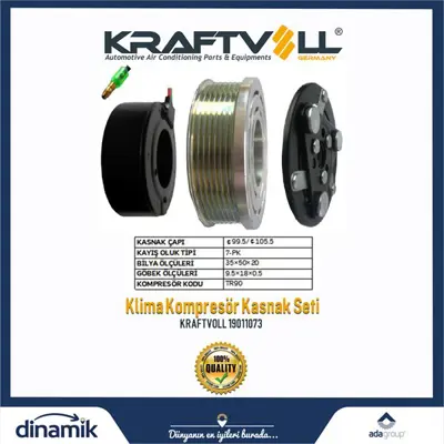 KRAFTVOLL 19011073 Klima Kompresoru Kasnak Seti Honda Cıvıc Vıı 1.4-1.6-1.8 2006-2012