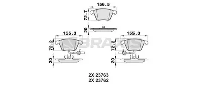 BRAXIS AB0334 On Fren Balatası Fıslı Fabıa 1.4 00>03 A6 1.8t / 1.9tdı / 2.0 / 2.4 / 2.5tdı / 3.0 / 4.2 97>05 4B0698151AC, 4B0698151AD, 4B0698151Q, 4B0698151R, 7B0698151R, 4BO698151K, 4D0615115, 4D0615116B, 4D0615116C, 4D0698151