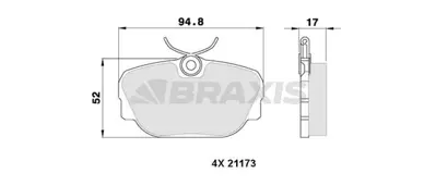 BRAXIS AA0319 Fren Balatası On Bmw E30 81>93                     34111154377, 34111154442, 34111155998, 34111155999, 34111156898, 34111156899, 34111157747, 34111157748, 34111161057, 34111161347