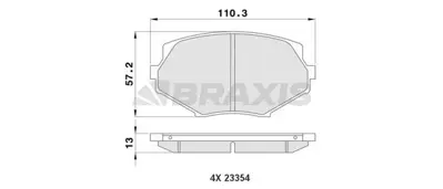 BRAXIS AA0168 On Fren Balatası Mazda Mx-5 2000-2005 Fıslı N0Y33328Z, N0Y33323Z, AY040MA014, 1U163328Z, NAY533232, NAY53323Z, NAY53323ZA, NAY53323ZB, NAY53323ZC, NAY53328Z