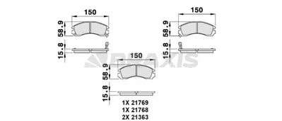 BRAXIS AB0090 On Fren Balatası P4007 C Crosser 06> 2.2hdı 2.4hdı Mıtsubıshı: Eclıpse Fto Coupe Galant Iv V Vı 2. MB569592, GPDA313WK, AY040MT002, 425430, 425388, 425387, 986424523, 4605B802, 4605A774, 4605A730