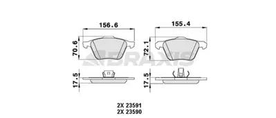 BRAXIS AA0219 On Fren Balatası Volvo S60 00> S70 97>00 S80 98> V70 97>07 V70 01>07 Xc70 00> Xc90 02>12 16 Jant  274285, 30769122, 30793231, 30793265, 7L0698151G, 7L0698151J, 4L0698151A, 7L0698151P, 7L0698151R, 95535193910