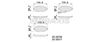 BRAXIS AB0528 On Fren Balatası Passat (362); Passat Varıant (365) 1,4 Tsı,1,6 Tdı,1,8 Tsı,2,0 Tsı,2,0 Tdı,3,6 Fsı 7N0698151C, 7N0698151D, 3C0698151E, 3C0698151F, 3C0698151G, 3C0698151H, 7N0698151A, 7N0698151B, 7N0698151E, 7N0698151F