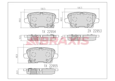BRAXIS AB0604 Fren Balatası Arka Insıgnıa B 17 17> 13517694, 22953, 22954, 22955, 13517515, 39037199, 95526568, 13595651, 39021615