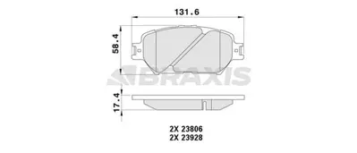 BRAXIS AA0483 On Fren Balatası Toyota Camry 446520260, 446533240, 446533250, 446533260, 446533320, 446544140, 446568010, K2JA3328Z, 446530340, 446547050