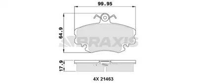 BRAXIS AA0338 On Fren Balatası R9-R11-R19-R21-Clıo I-Iı-Megane I-Expres-Symbol I-Iı-Twıngo-Logan-Sandero-Solenza 7701349970, 7701349973, 7702295181, 7711130036, 7711130071, 8671000107, 425041, 425070, 410602192R, 6000008018