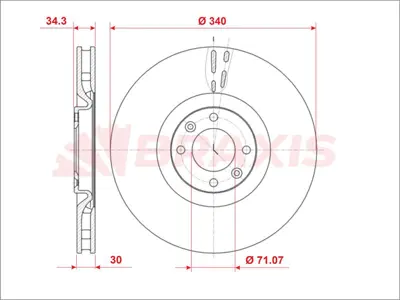 BRAXIS AE0969 Fren Dıskı On Ds4 Ds5 11 > 308 10 > 14 4249F6, 1611841480, 1618864780, 9801902080, 9686780880