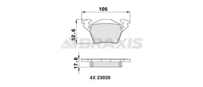 BRAXIS AA0280 Fren Balatası Arka V-Class 638/2 96>03 Vıto 638 96>03 A0034200220 4214210 34200220 A0030240220 A0024200220 A0004214210 MW30620770 MZ690330 MZ690336 X3516002
