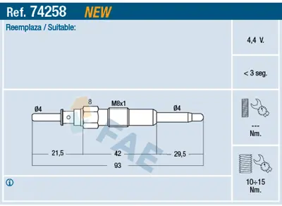 FAE 74258 Isıtma Bujısi Captiva Antara 4805511 96440144 95521855