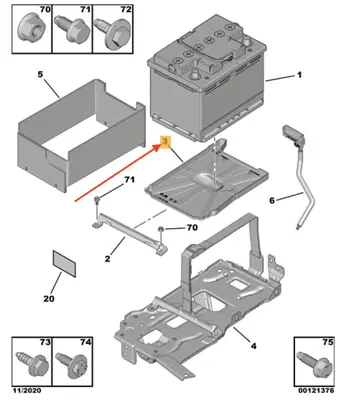 PSA 9817230480 Akü Alt Tablası 1201048, 4423996, 93457914, 95510836, 95524315, 95530384, 1620012580, 5600VG, 9811722280, 981722280