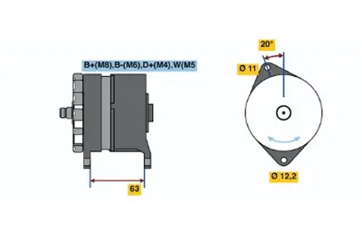 BOSCH 0 120 469 024 Alternator Le 8.180 F. Fl 09.2002 12.2005; Le 9.180 F. Fl 09.2002 06.2005; Le 10.180 F. Fl 09.2 1297344