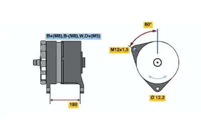 BOSCH 0 120 689 543 Alternator R 420 02.2004 ; R 400 09.2007 ; R 440 09.2007 ; R 480 09.2007 ; R 420 09.2007 1244090 42522949 571520