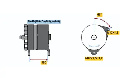BOSCH 0 120 689 588 Alternator Cıtaro 11.2011 ; Atego 2124 C 09.2004 ; 1229 (Atego) 02.2006 ; 1529 (Atego) 02.200 