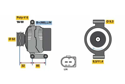 BOSCH 0 121 715 002 Alternator Xc90 I V8 Awd 03.2005 12.2011 