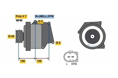 BOSCH 0 122 0AA 3D0 Alternator S 600 08.1999 08.2002; Cl 600 Coupe 09.1999 08.2002 