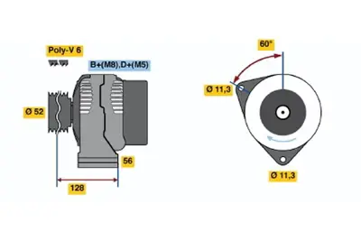 BOSCH 0 123 510 096 Alternator 9 5 2.0t 06.1997 08.2009; 9 5 2.0t Kombı 06.1998 07.2009; 9 5 2.3t 09.2000 02.2010 4941761 8549552