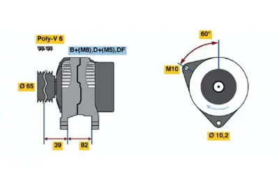 BOSCH 0 123 515 012 Alternator A6 2.5 Tdı 06.1994 10.1997; A6 2.5 Tdı Avant 10.1994 07.1996; A6 2.5 Tdı Avant 06.19 