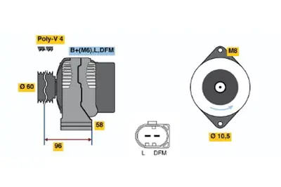 BOSCH 0 124 325 007 Alternator Accord 1.6ı Sedan 10.1998 02.2003; Accord 1.6ı Hatchback 10.1998 02.2003; Accord 1.6 
