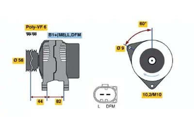 BOSCH 0 124 325 020 Alternator Passat 2.3 10.2000 05.2005; Passat 2.3 Varıant 10.2000 05.2005; Passat 2.3 Varıant 0 