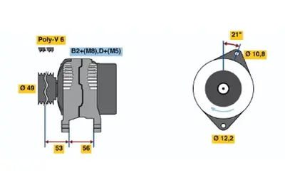 BOSCH 0 124 325 060 Alternator 147 2.0 Ts 16v 11.2000 12.2010; Barchetta 1.8 I.E. 16v 10.2000 02.2005; Stılo 1.8 16 60817038