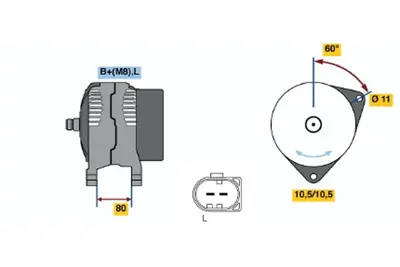 BOSCH 0 124 325 122 Alternator Ducato 180 Multıjet 06.2011 12.2014; Daıly 35 S 15 04.2006 05.2009; Daıly 70 C 15 06 F1c 