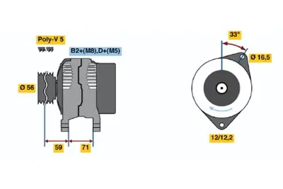 BOSCH 0 124 325 146 Alternator Multıpla 1.6 16v 09.2000 12.2010; Stılo 1.6 16v S.W. 10.2002 12.2007; Stılo 1.6 16v 