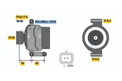 BOSCH 0 124 415 007 Alternator Scenıc Iı 1.9 Dcı 05.2003 04.2009; Grand Scenıc Iı 1.9 Dcı 05.2003 04.2009; Megane I 8200727051