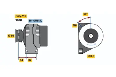 BOSCH 0 124 515 017 Alternator V70 Iı 2.4 03.2000 07.2007; S60 I 2.4 11.2000 07.2009; S80 I 2.4 08.1998 07.2006; 