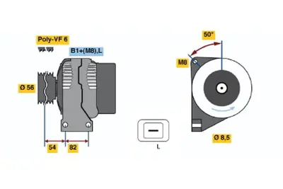 BOSCH 0 124 515 019 Alternator V70 I 2.5 01.1997 03.2000; V70 I 2.4 05.1999 03.2000; S70 2.4 08.1999 07.2000; S70 