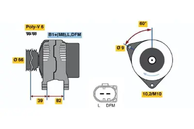 BOSCH 0 124 515 028 Alternator Passat 2.8 Varıant 10.2000 05.2005; Passat 2.8 Varıant 4motıon 10.2000 05.2005; Pass 78903016F