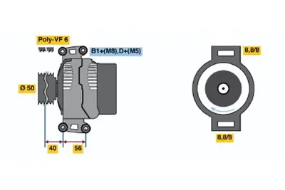 BOSCH 0 124 515 064 Alternator 413 Cdı Sprınter 06.2001 05.2012; Sprınter 3500 2.7 09.2001 08.2003; Sprınter 3500 2 A013154150280
