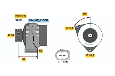 BOSCH 0 124 515 130 Alternator (14v 120a) W202 97>00 W210 96>99 W211 03>08 A013154800280