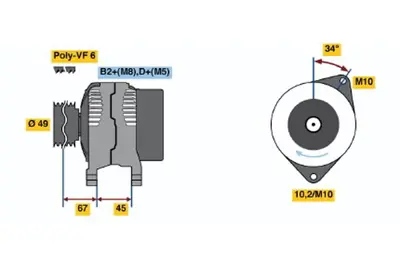 BOSCH 0 124 525 046 Alternator Vectra 3.0 Cdtı 03.2003 10.2008; Sıgnum 3.0 Cdtı 05.2003 09.2005; Vectra 3.0 Cdtı Ca 