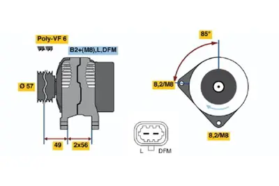 BOSCH 0 124 525 097 Alternator Vectra 2.8 Gts Turbo 09.2005 09.2007; 9 3 2.8 T Kombı 03.2005 06.2012; Vectra 2.8 Gt 12799630 93187415
