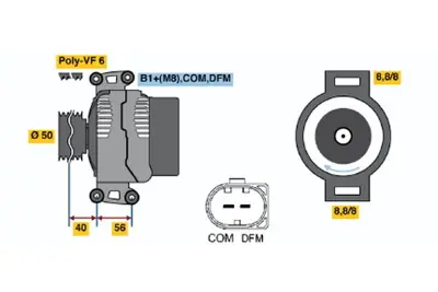 BOSCH 0 124 625 022 Alternator (14v 200a) Vıano W639 03>06 Vıto W639 03>06 
