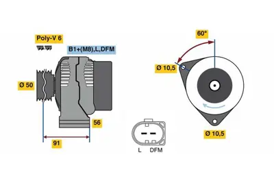 BOSCH 0 124 625 032 Alternator (14v 180a) Cls-Class C219 05>10 E-Class W211 02>08 A0131548502