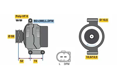 BOSCH 0 125 711 059 Alternator (12v 150a) Ducato Iıı Boxer Iıı Jumper Iıı 22dt Puma (2.2hdı 16v) Transıt 2.2hdı / 2.2jtd 9676143580 AC1T10300BB K9676143580
