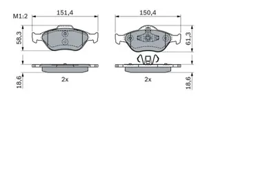 BOSCH 0 986 424 034 Fren Balatası 121  Fıgo 121 1.3ı  121 1.8 Td  Fıgo 1.4 I 1E073323ZC M2N152K021BA