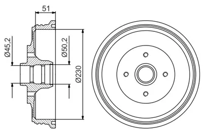 BOSCH 0 986 477 178 Fren Kampanası - [230 / 51 Mm] Caddy 1.9 D 11.1995 - 06.2003; Inca 1.9 Sdı 09.2000 - 06.2003; Inca 1 6K9501615