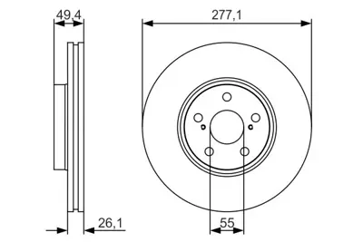 BOSCH 0 986 479 S09 Fren Diski Ön Avensıs 03>08 1.6 Vvtı Havalı 277mm 4351205040