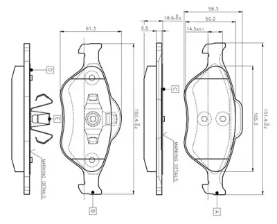 BOSCH 0 986 TB2 812 On Fren Balatası Fıesta 1.4tdcı Abslı 00> Fusıon 02> Mazda 121 96> Mazda 2 03> DDY23328Z YS6J2K021DB