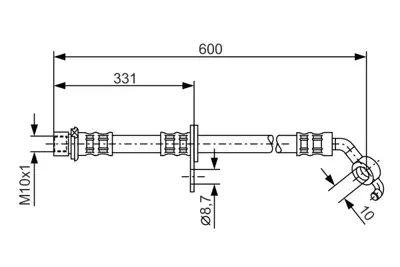 BOSCH 1 987 476 108 Fren Hortumu Sol; On 60000 Mm Rav4 2.0 Dıesel Turbo 05.2001 - 11.2005; Rav4 2.0 Vvt-I 4x4 05.2000 9094702C55