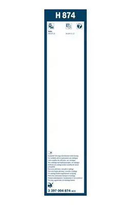 BOSCH 3 397 004 874 Arka Cam Sılecegı - Twın - [340 Mm] V50 2.0d 200404 - 201007; V50 1.6d Drıve 200411 - 201007; V50 D2 