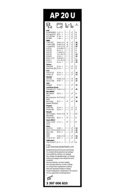 BOSCH 3 397 006 833 Cam Sılecek Mesnedı 1-Serıe  A4  A4 Allroad  A4 Avant  A4 Avant Quattro  A4 Quattro  A5 Cabrıolet  A 