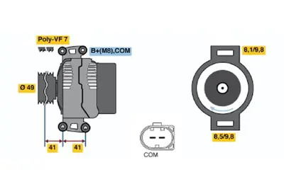 BOSCH 0 121 715 017 Alternator 318 I 09.2007 10.2011; 118 I Cabrıo 03.2008 10.2013; 118 I 05.2007 12.2011; 116 I 12317550469
