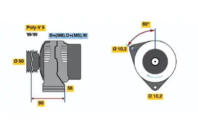 BOSCH 0 123 320 022 Alternator Spıder 3.0 V6 12v 05.1998 08.2000; Spıder 2.0 V6 Turbo 04.1998 12.2000; Gtv 2.0 V6 T