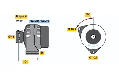 BOSCH 0 123 510 066 Alternator C 180 09.1995 04.2000; E 200 06.1995 02.2001; C 180 T Modell 05.1996 02.2001; C 20