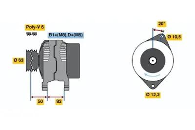 BOSCH 0 124 225 016 Alternator Punto 1.7 Td 05.1997 08.1999; Punto 1.7 Td 08.1993 04.1997; Palıo Weekend 1.7 Td 09.