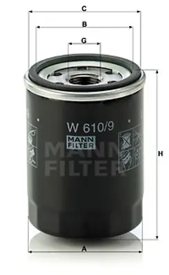 MANN FILTER W 610/9 Yag Fıltresı Avensıs 03>08 Camry 01>06 Rav 4 05> 861473 90915YZZJ2